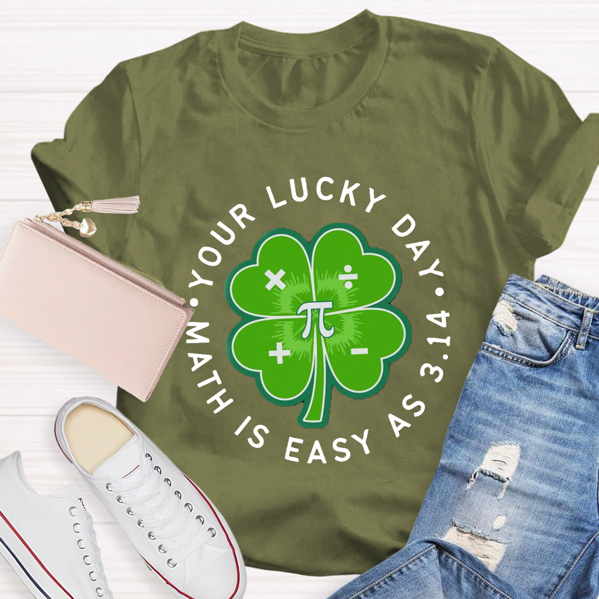 Math Is Easy As 3.14 Your Lucky Day St Patrick's Math Teacher T-Shirt