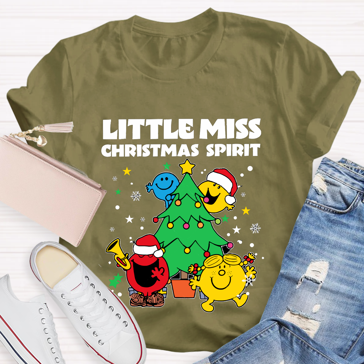 Little Miss Christmas Spirit Teacher T-Shirt