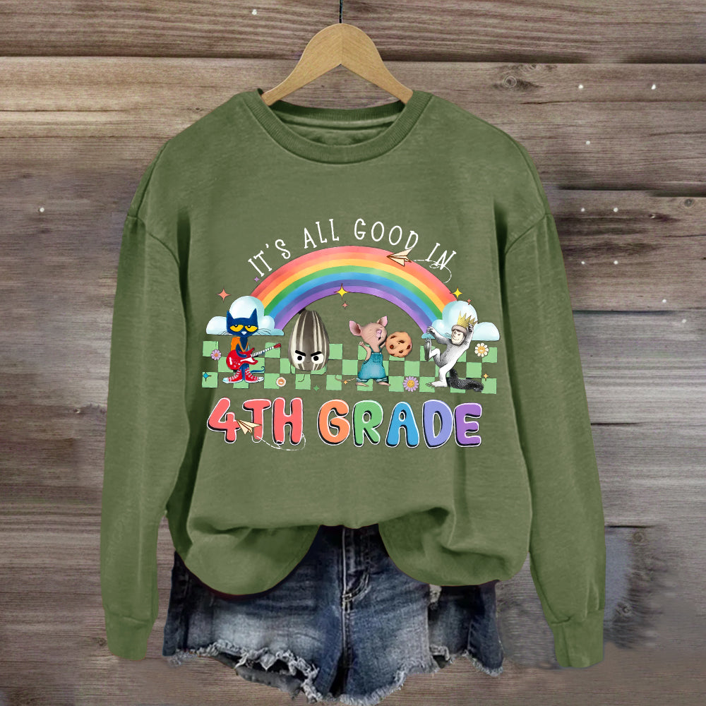 Personalized Grade It's All Good In 4th Teacher Sweatshirt