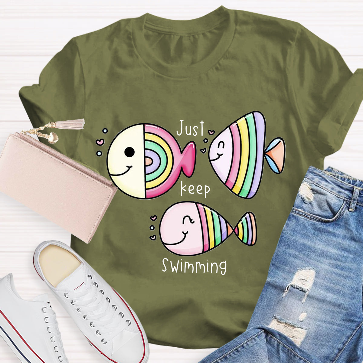 Just Keep Swimming Funny Fish T-Shirt