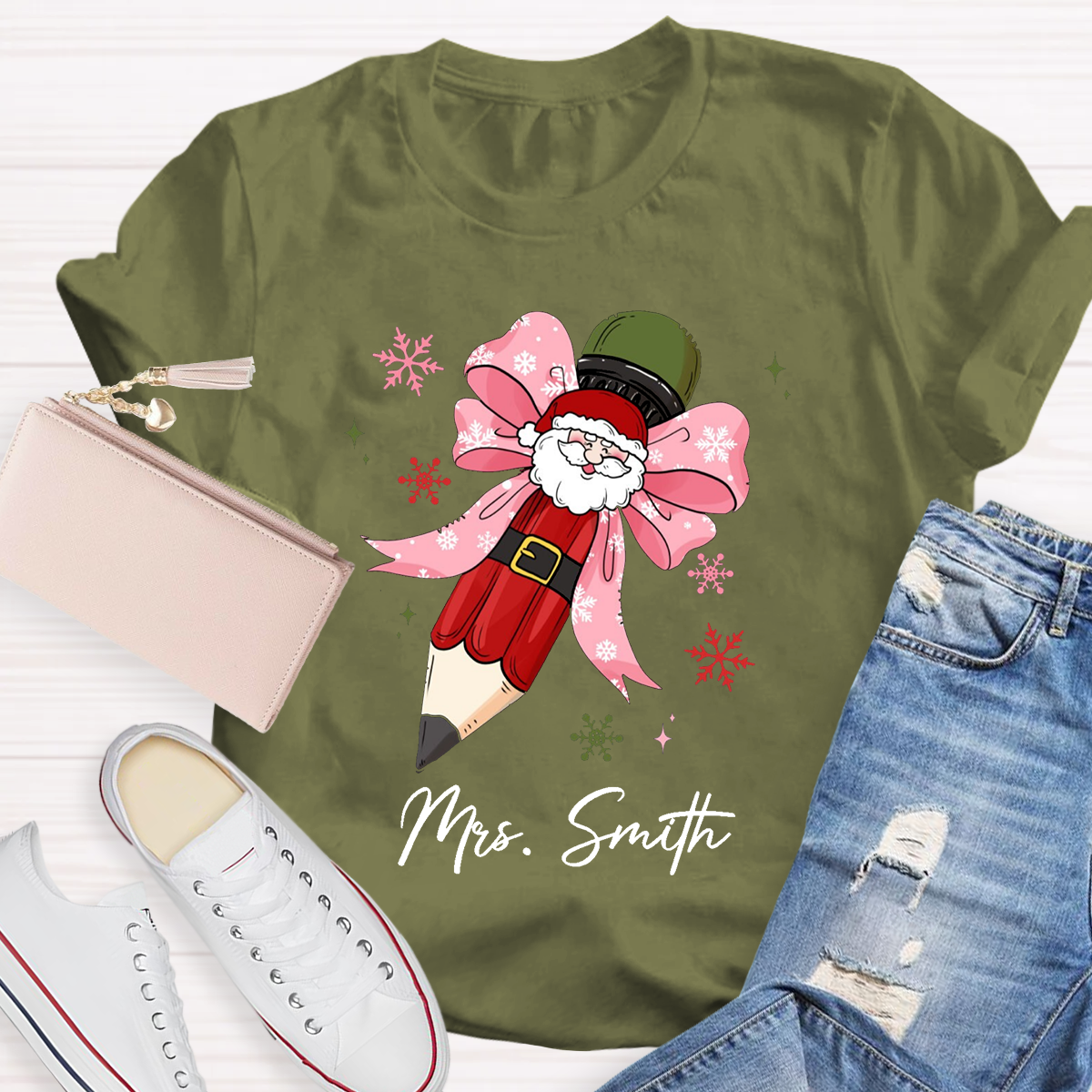 Personalized Name Pencil Teacher T-Shirt