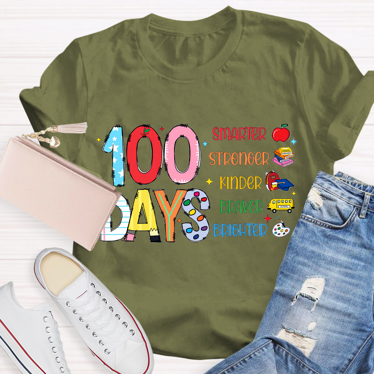 100 Days Smarter Brighter Teacher T-Shirt