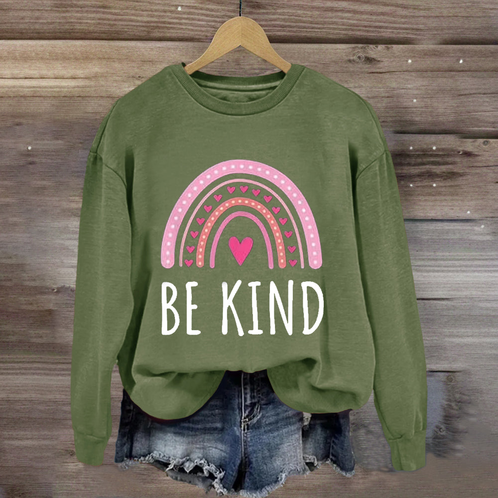 Be Kind Pink Heart Rainbow Sweatshirt