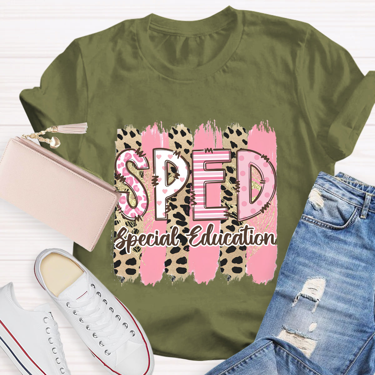 Pink Leopard SPED Special Education T-Shirt