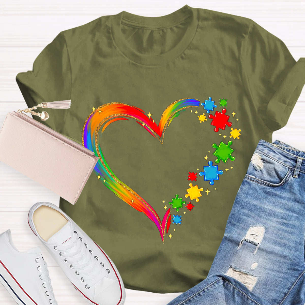 Rainbow Heart Accept Understand Love T-Shirt