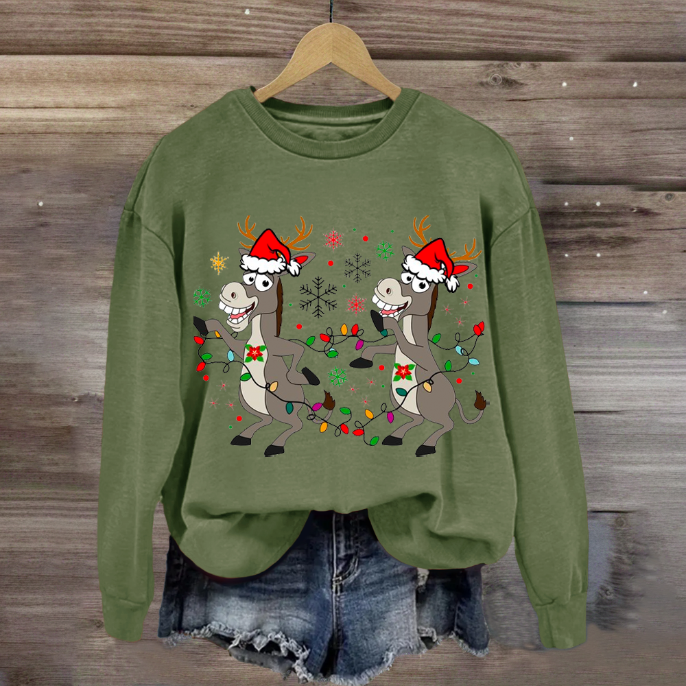 Funny Christmas Donkey Teacher Sweatshirt