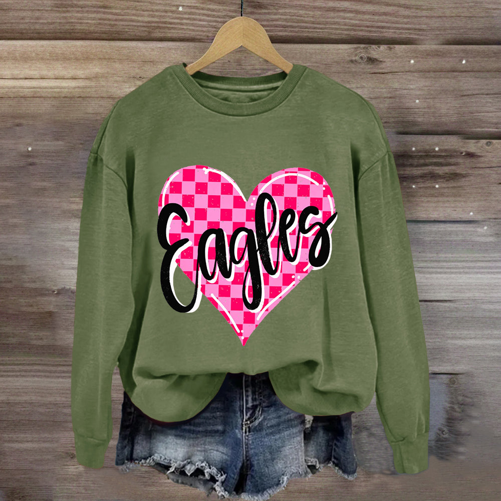 Personalized Mascot Pink Heart Sweatshirt