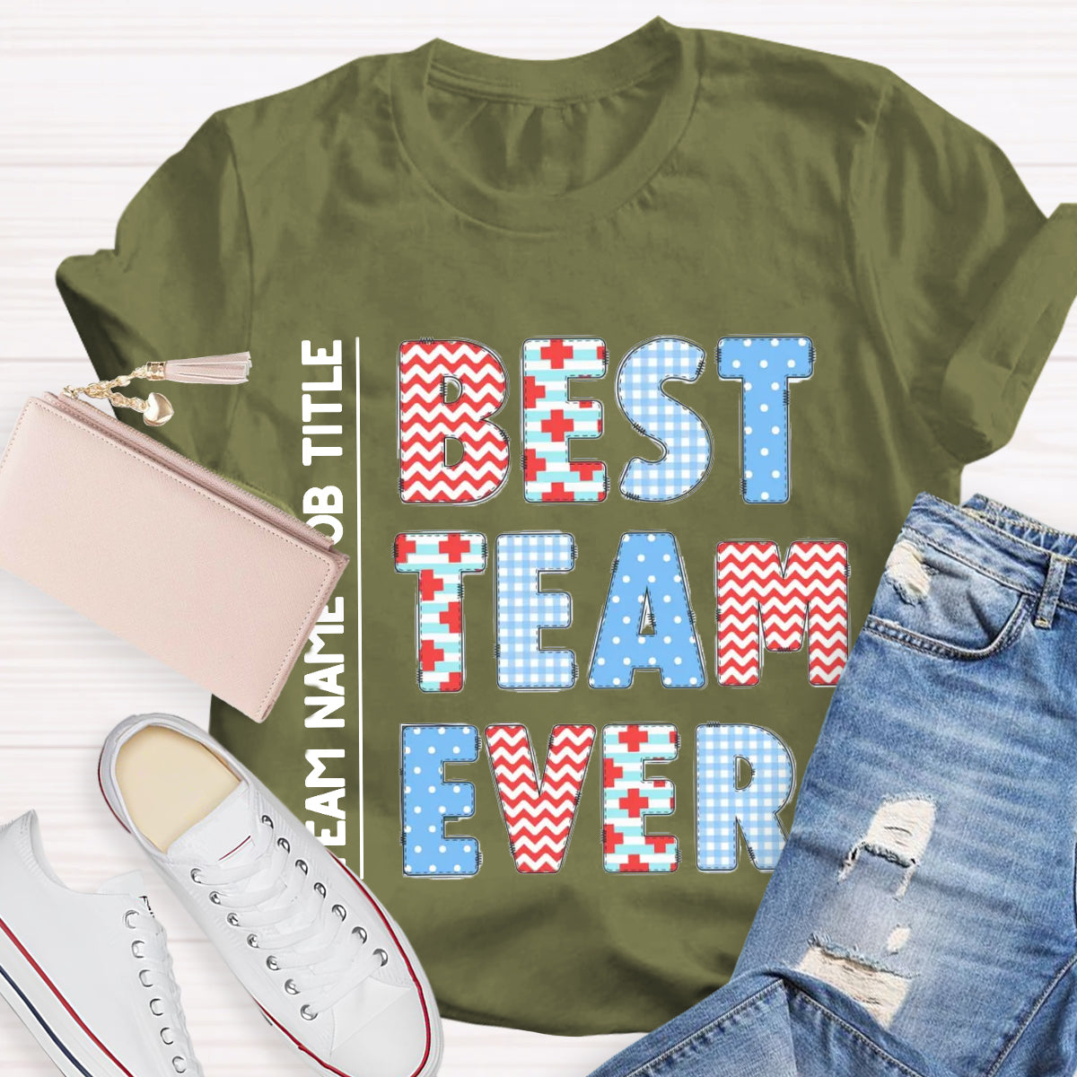 Personalized Team Name Plaid Design T-Shirt