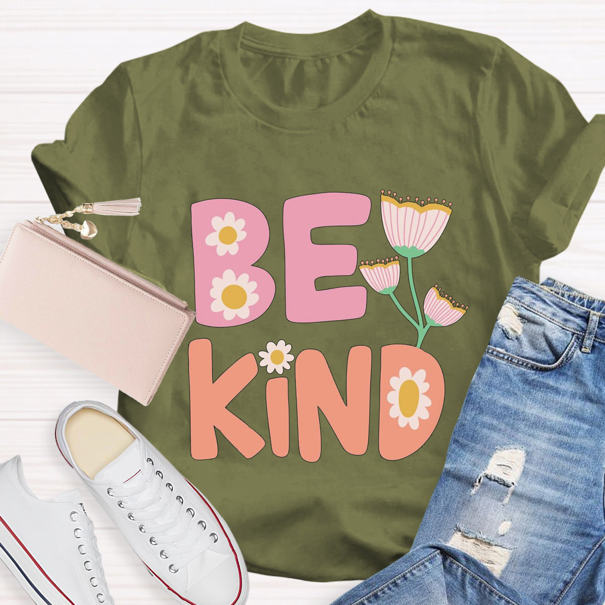 Be Kind Flower Teacher T-Shirt