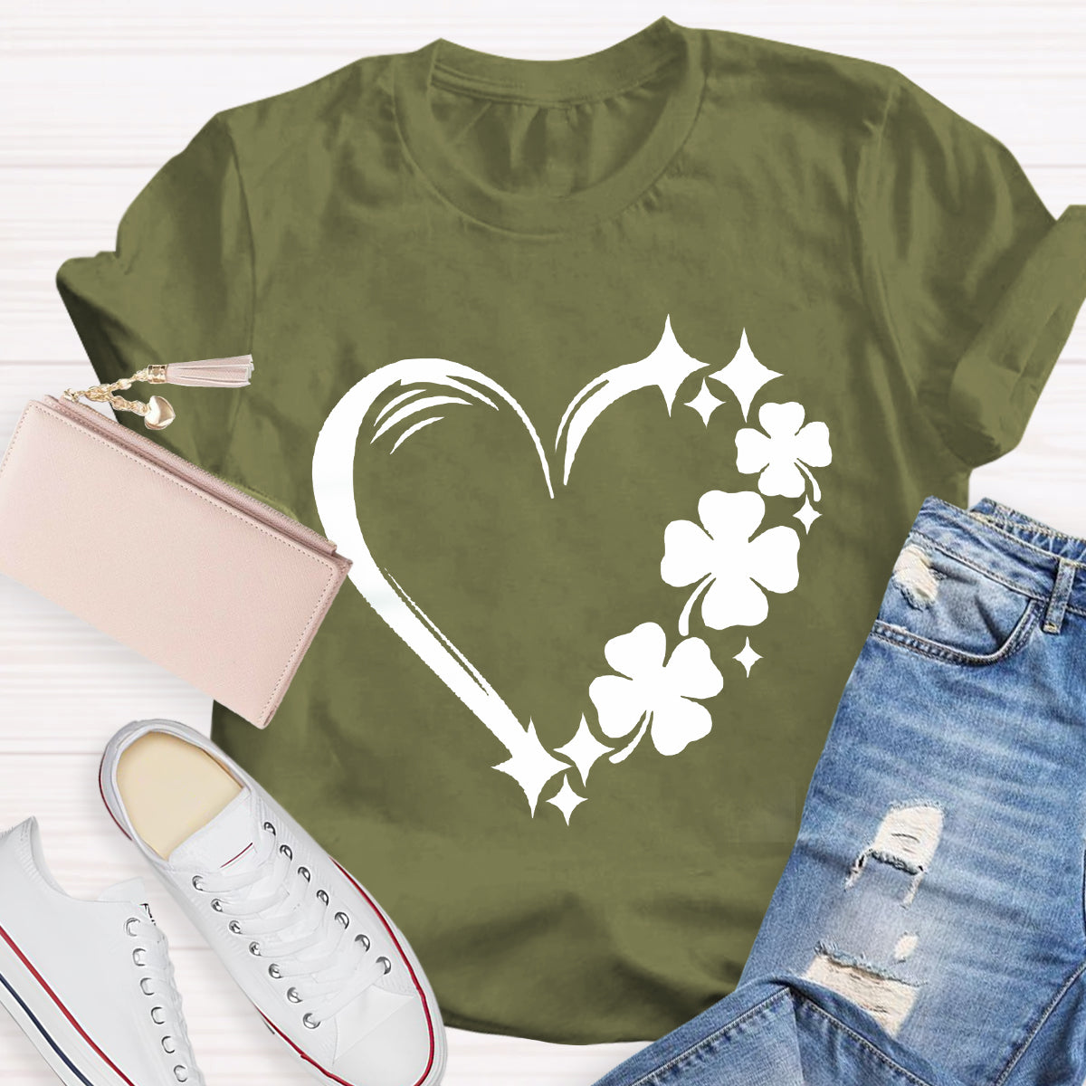 Shamrock Clover Heart T-Shirt