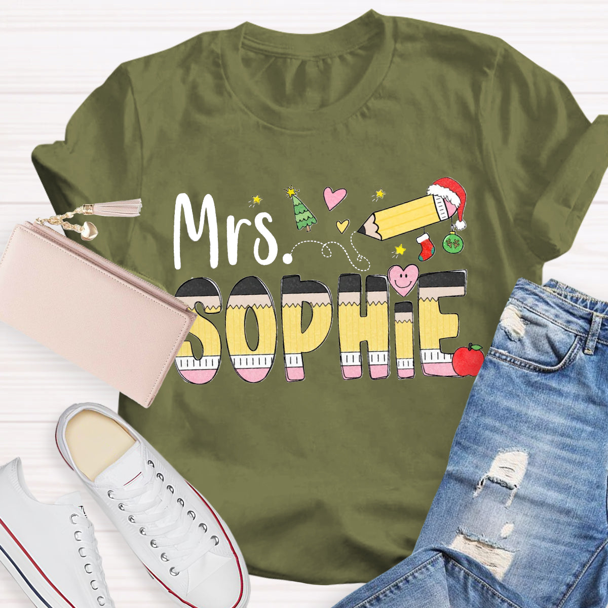 Personalized Christmas Name Sophie Teacher T-Shirt