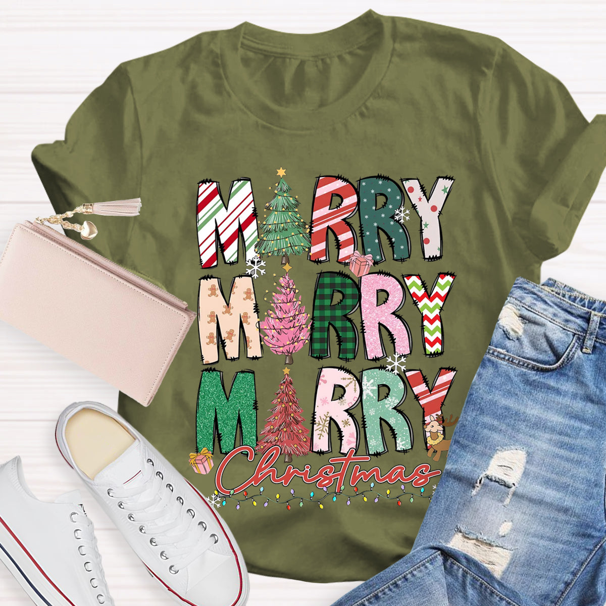 Merry And Bright Teacher T-Shirt