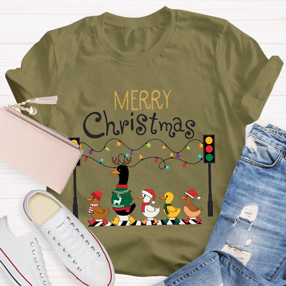 Merry Christmas Funny Duck Teacher T-Shirt