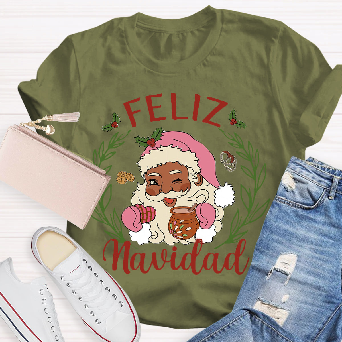 Feliz Navidad Santa Claus Spanish Teacher T-Shirt