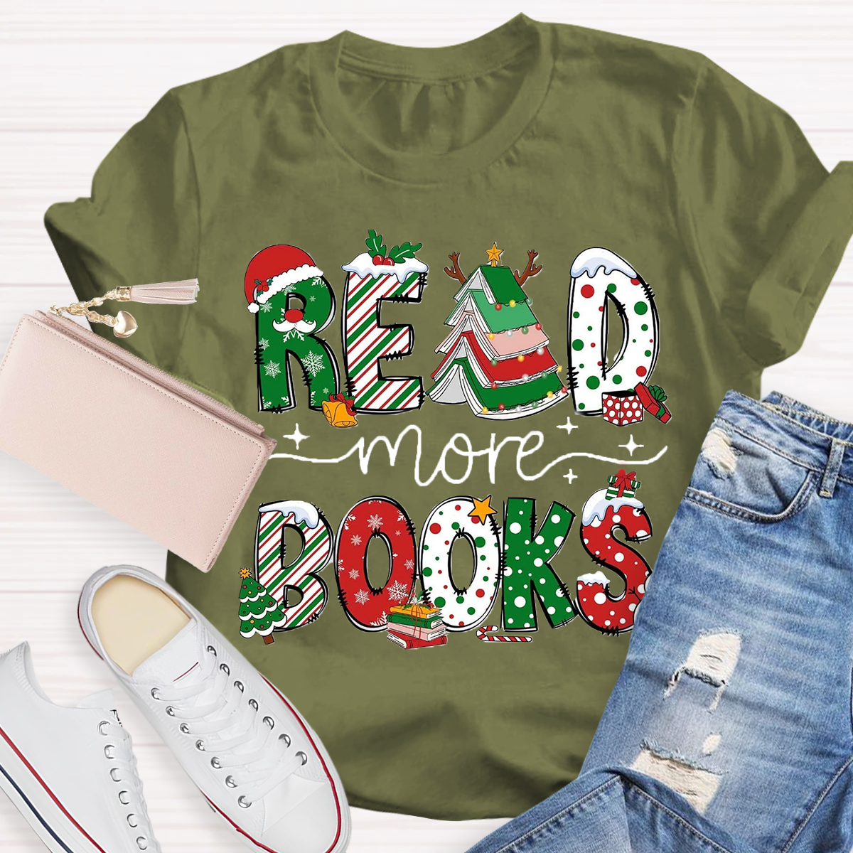 Read More Books Christmas Teacher T-Shirt