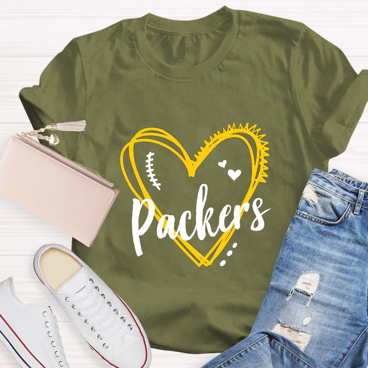 Personalized Mascot Yellow Heart Teacher T-Shirt