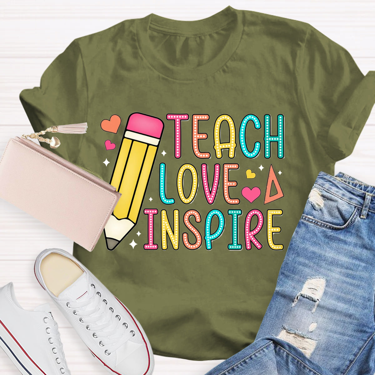 Teach Love Inspire Pencile T-Shirt