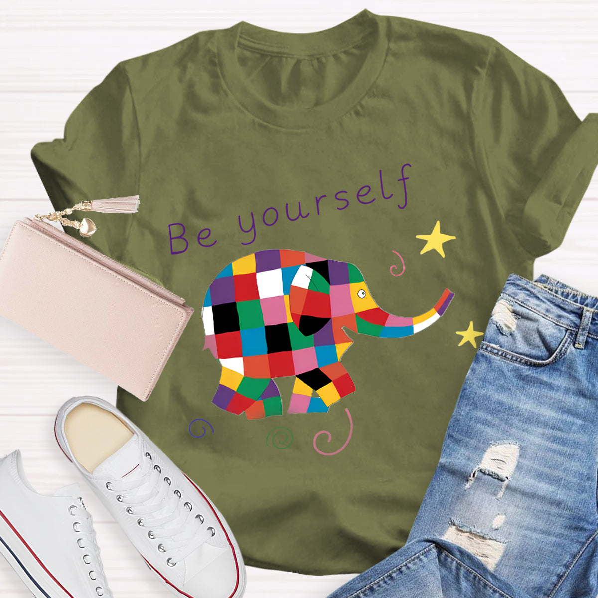 Be Yourself Rainbow Elephant T-Shirt