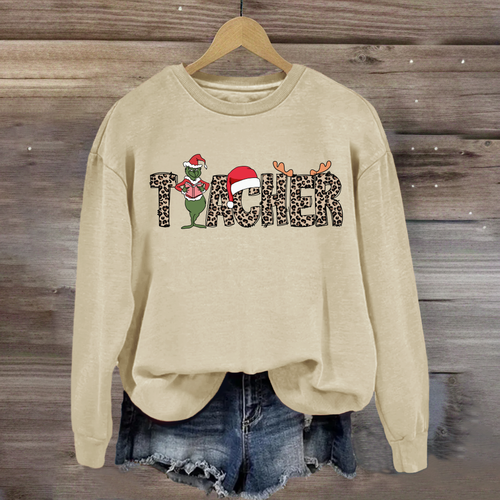 Christmas Leopard Teacher Sweatshirt