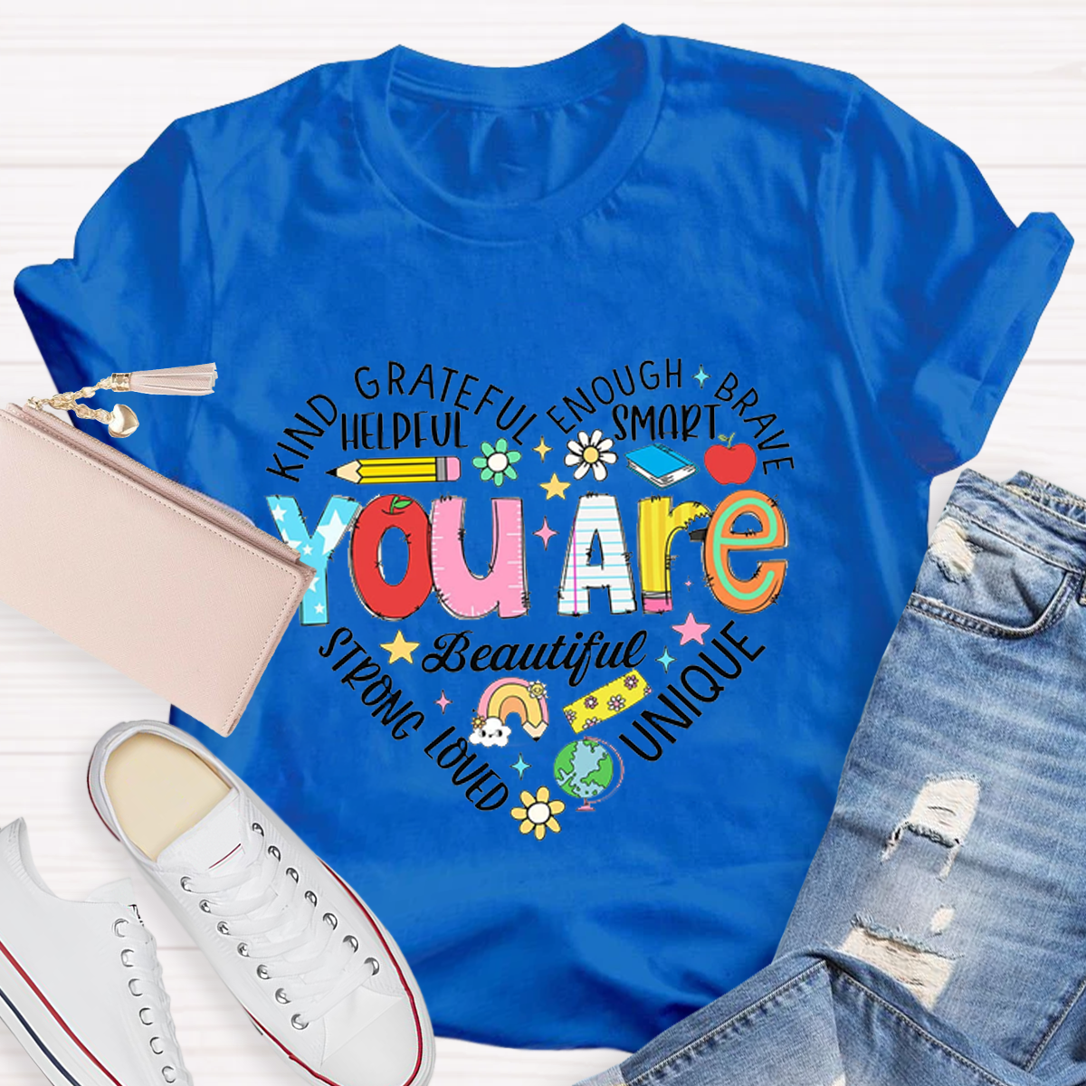 You Are Beautiful Text Letters T-Shirt