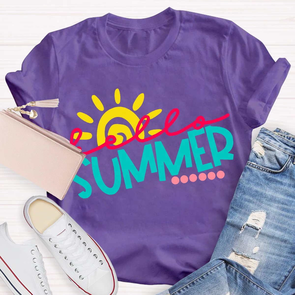 Hello Summer Teacher Graphic Tee Shirt