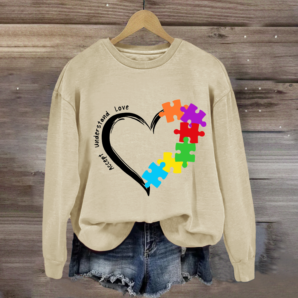 Accept Understand Love Heart Autism Sweatshirt