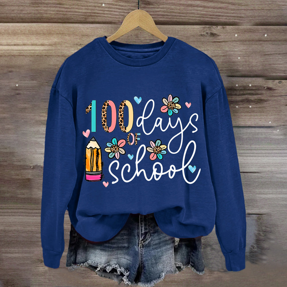 100 Days Of School Pencil Leopard Sweatshirt