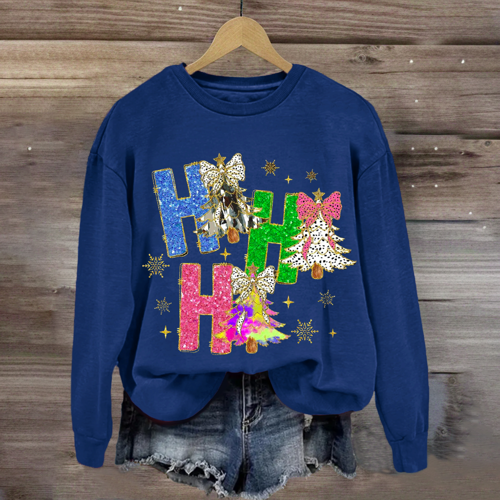 Bright Color Christmas Coquette Bow Ho ho ho  Sweatshirt