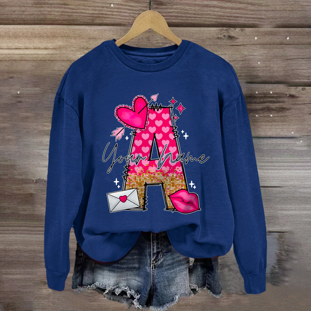 Personalized Name Pink Heart Letter Sweatshirt