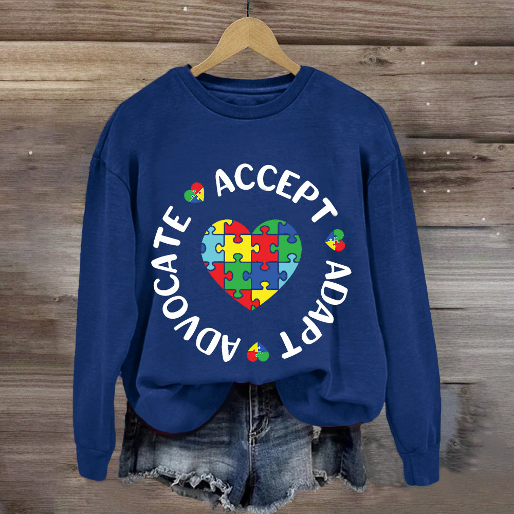 Accept Adapt Advocate Heart Special Education Sweatshirt