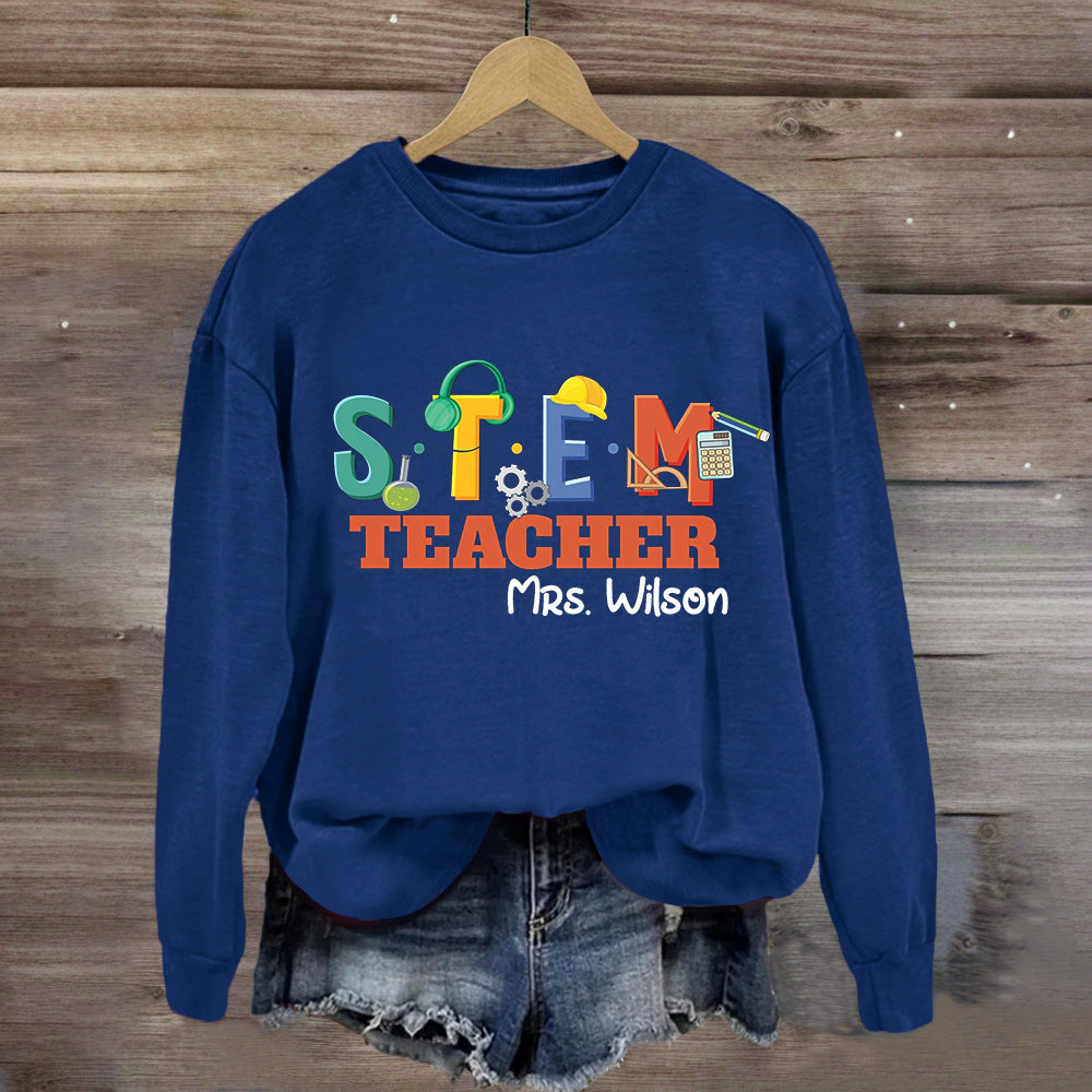 Personalized Name STEM Teacher Pencil Sweatshirt