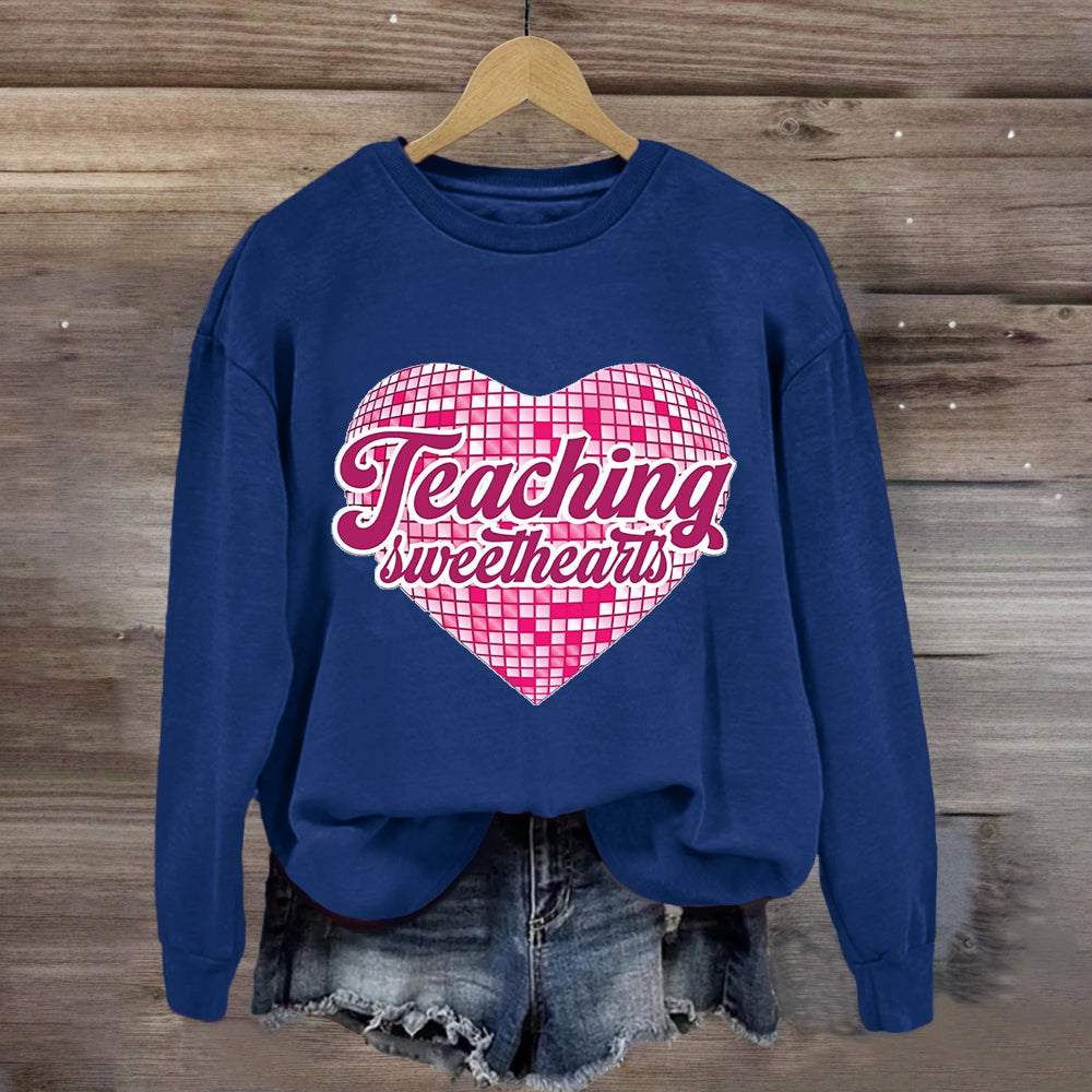 Teaching Sweethearts Pink Plaid Heart Sweatshirt