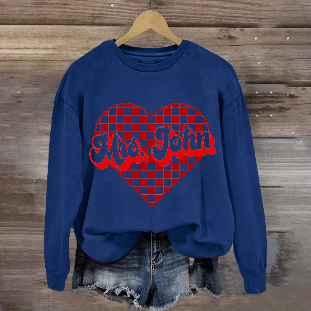 Personalized Name Heart Mrs John Sweatshirt