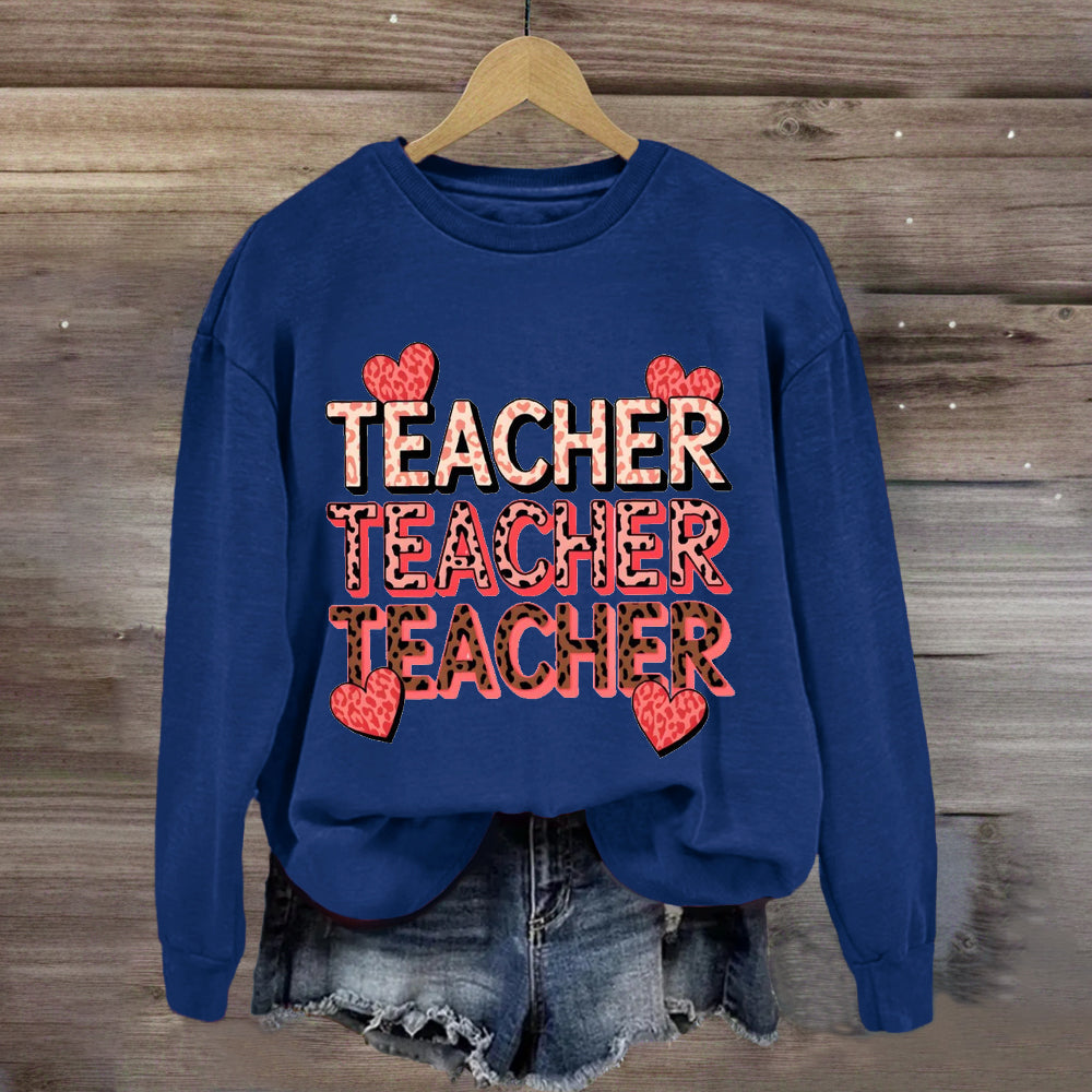 Valentine's Day Pink Heart Teacher Sweatshirt