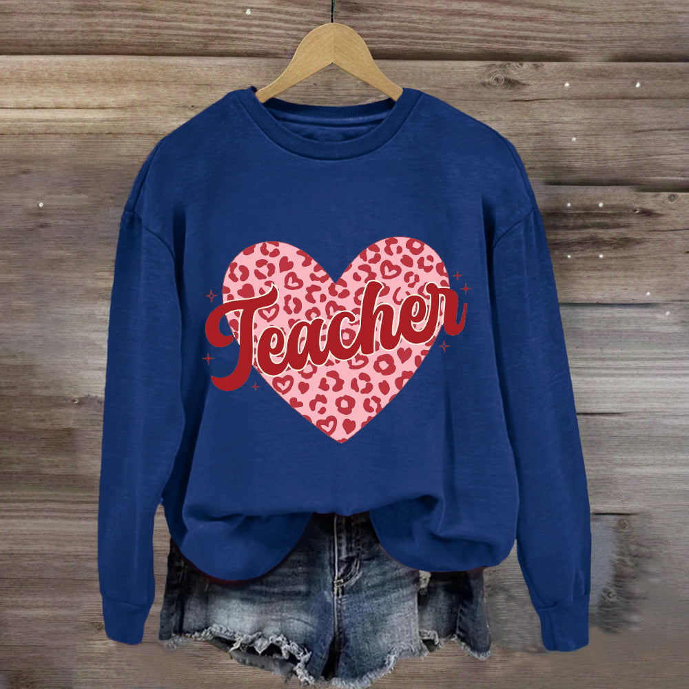 Checkered Heart Teacher Sweatshirt