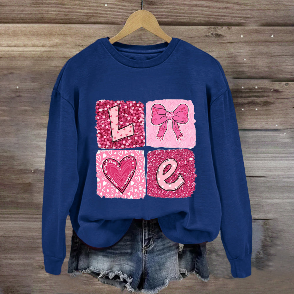 Pink Glitter Love Sweatshirt