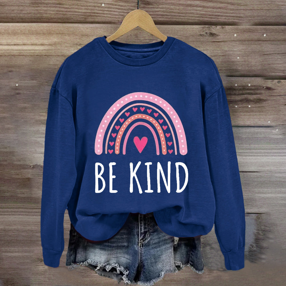 Be Kind Pink Heart Rainbow Sweatshirt