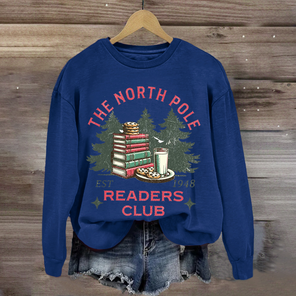 North Pole Book Club Santa Book Lover Sweatshirt