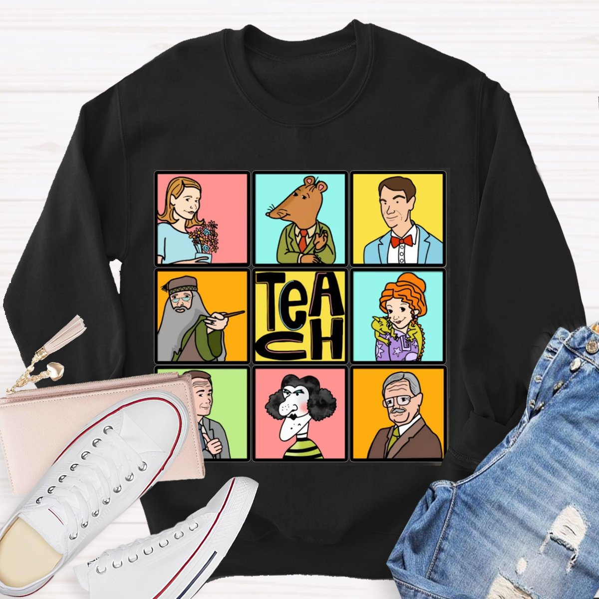 Book Characters Reading Teacher Sweatshirt