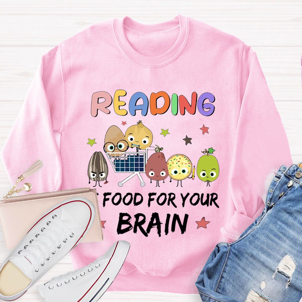 Reading Is Food For Your Brain Teacher Sweatshirt