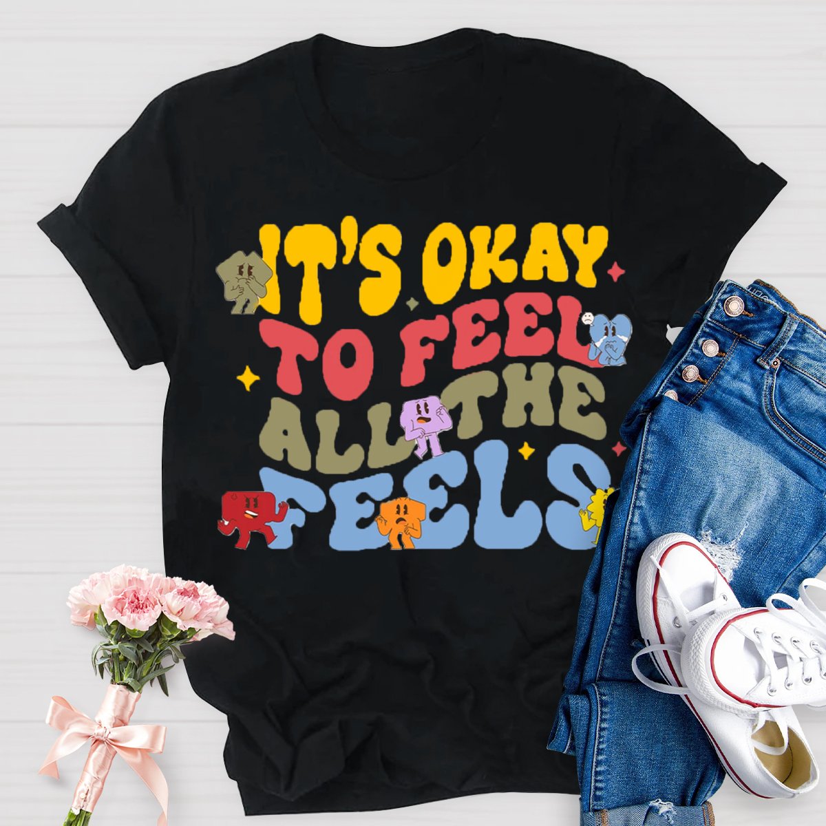 It's Okay To Feel All The Feels Mental Health Psychologist Shirt