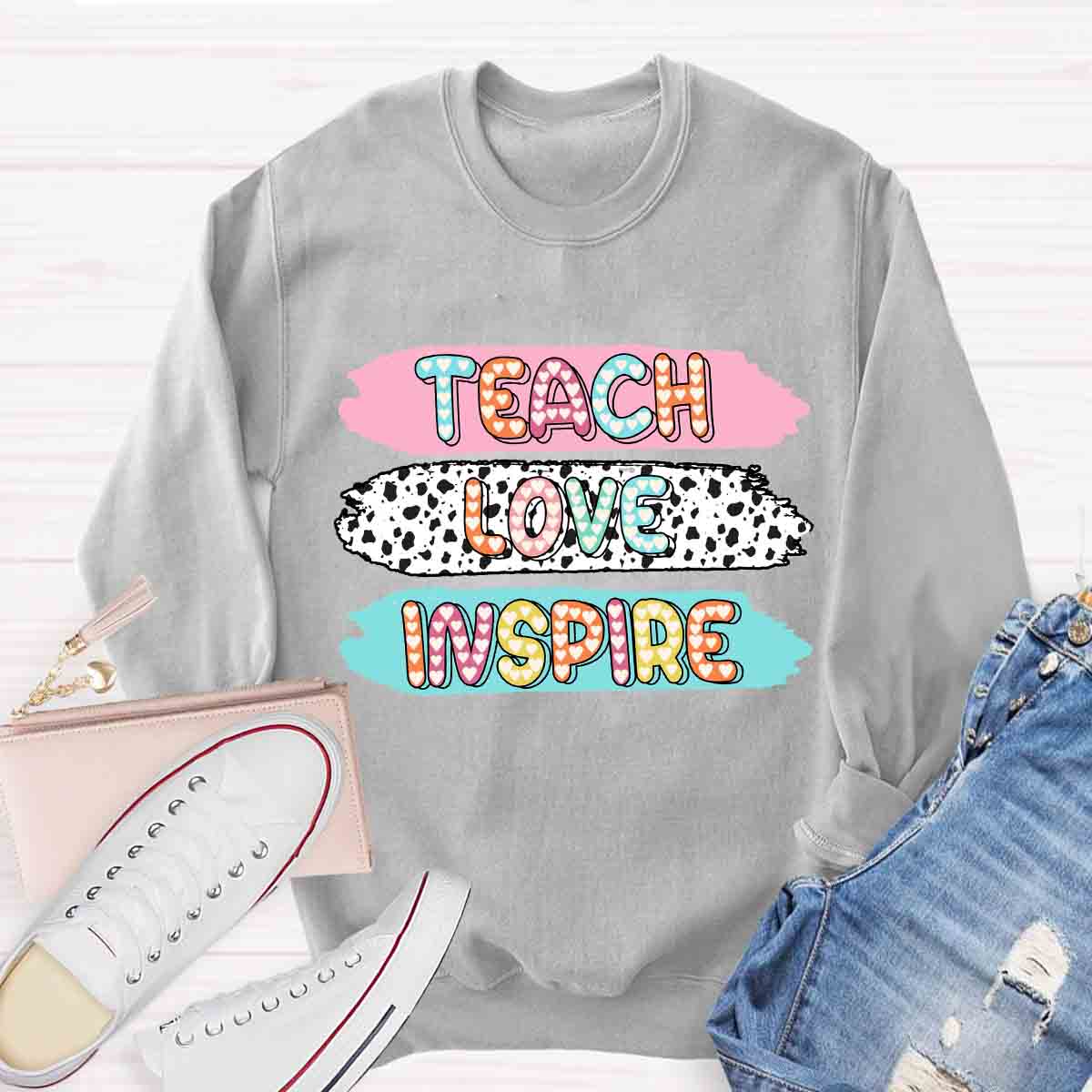 Teach Love Inspire Dot Light Teacher Sweatshirt