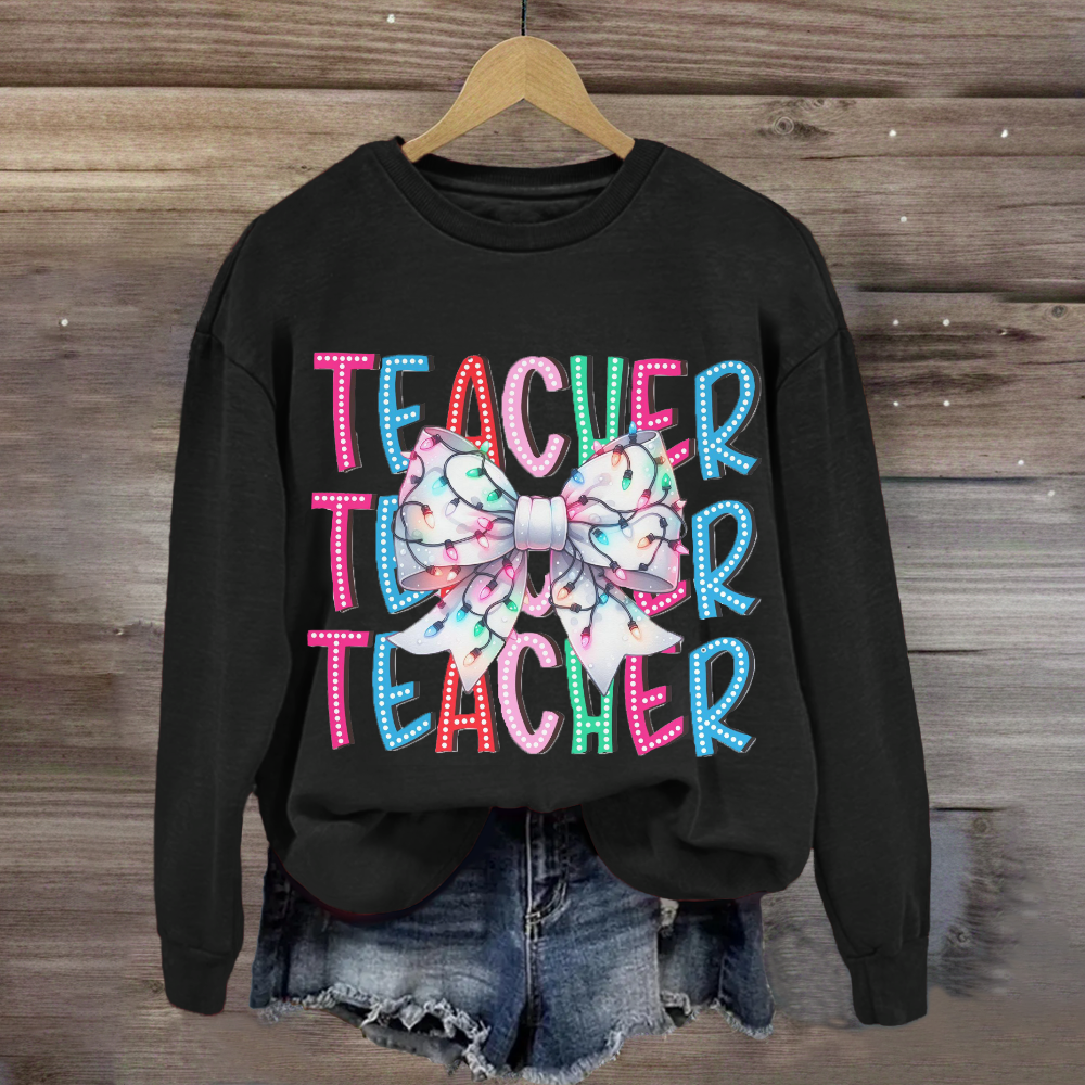 Christams Teacher Bow Sweatshirt