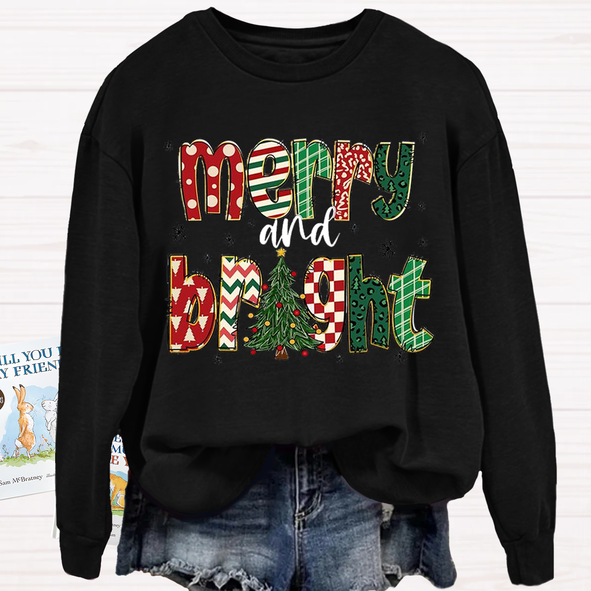 Merry And Bright Retro Christmas Sweatshirt