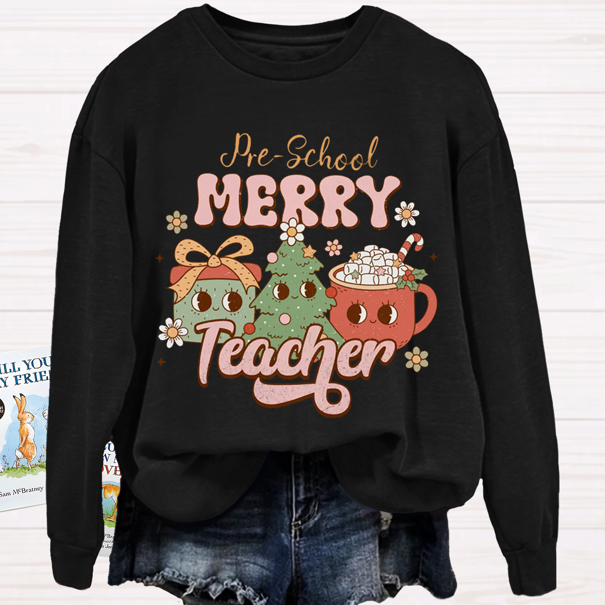 Personalized Grade Christmas Preschool Teacher Sweatshirt