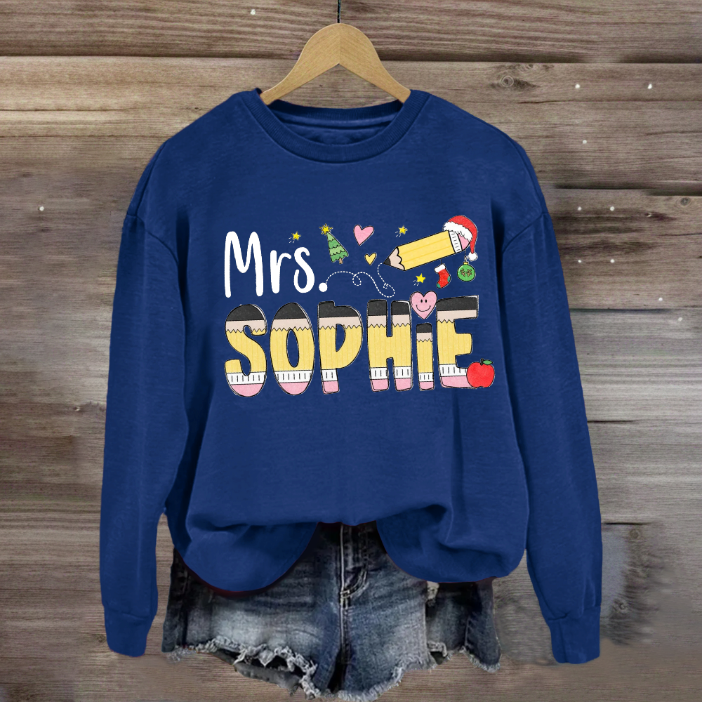 Personalized Name Pencil Christmas Tree Sweatshirt