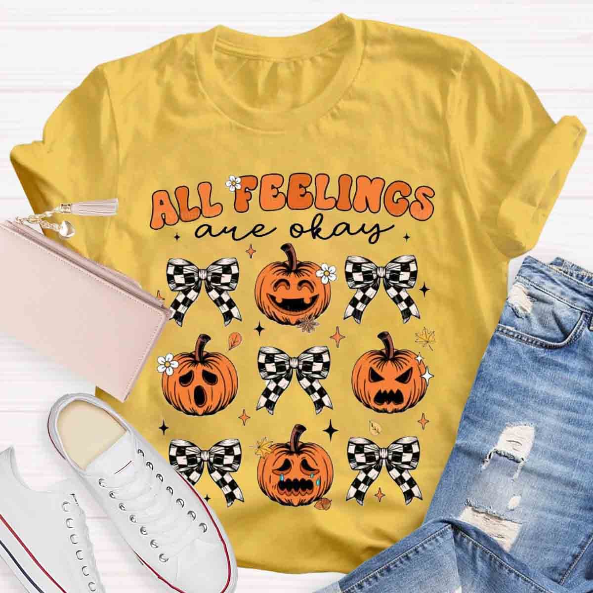 All Feelings Are Okay School Psych Ghost Pumpkin Shirt