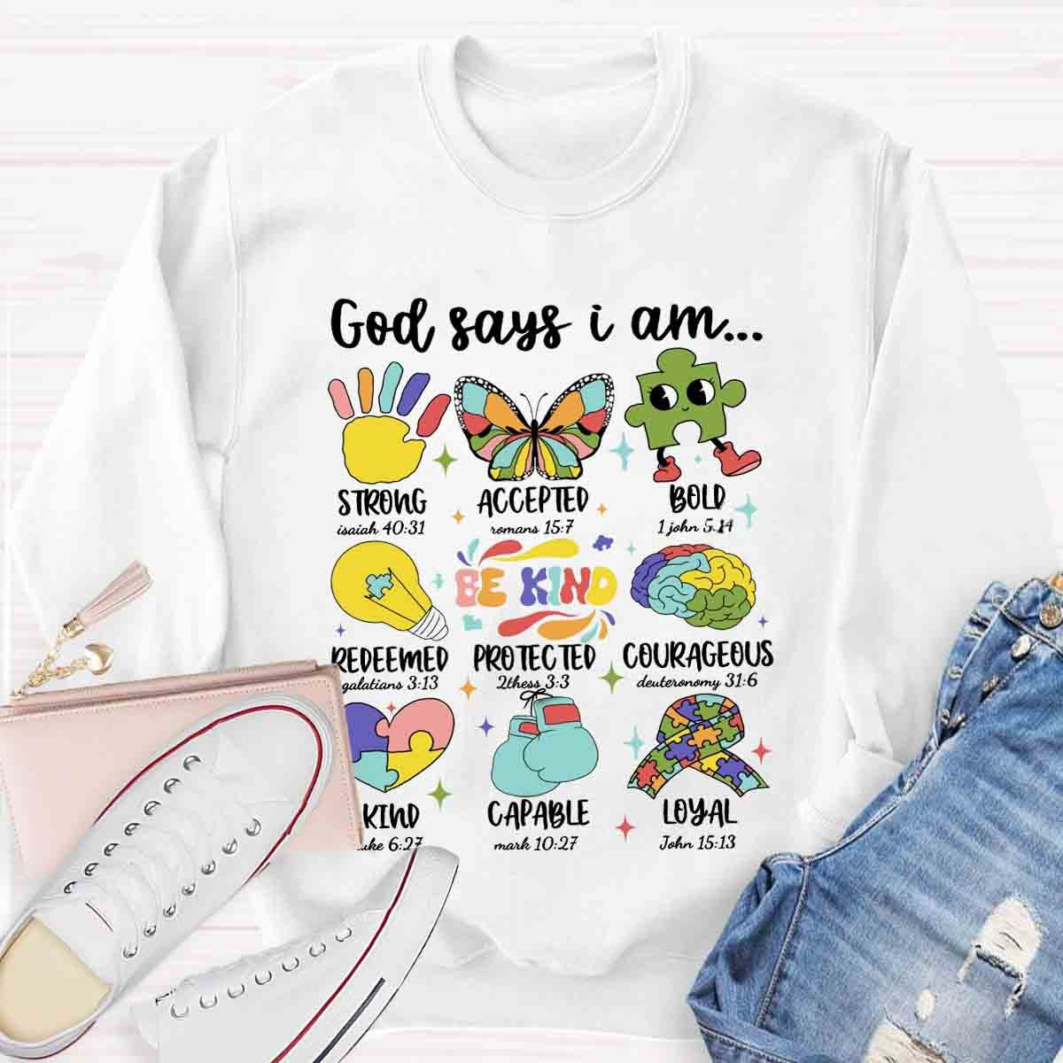 God says I am Strong Bold Be Kind Sweatshirt