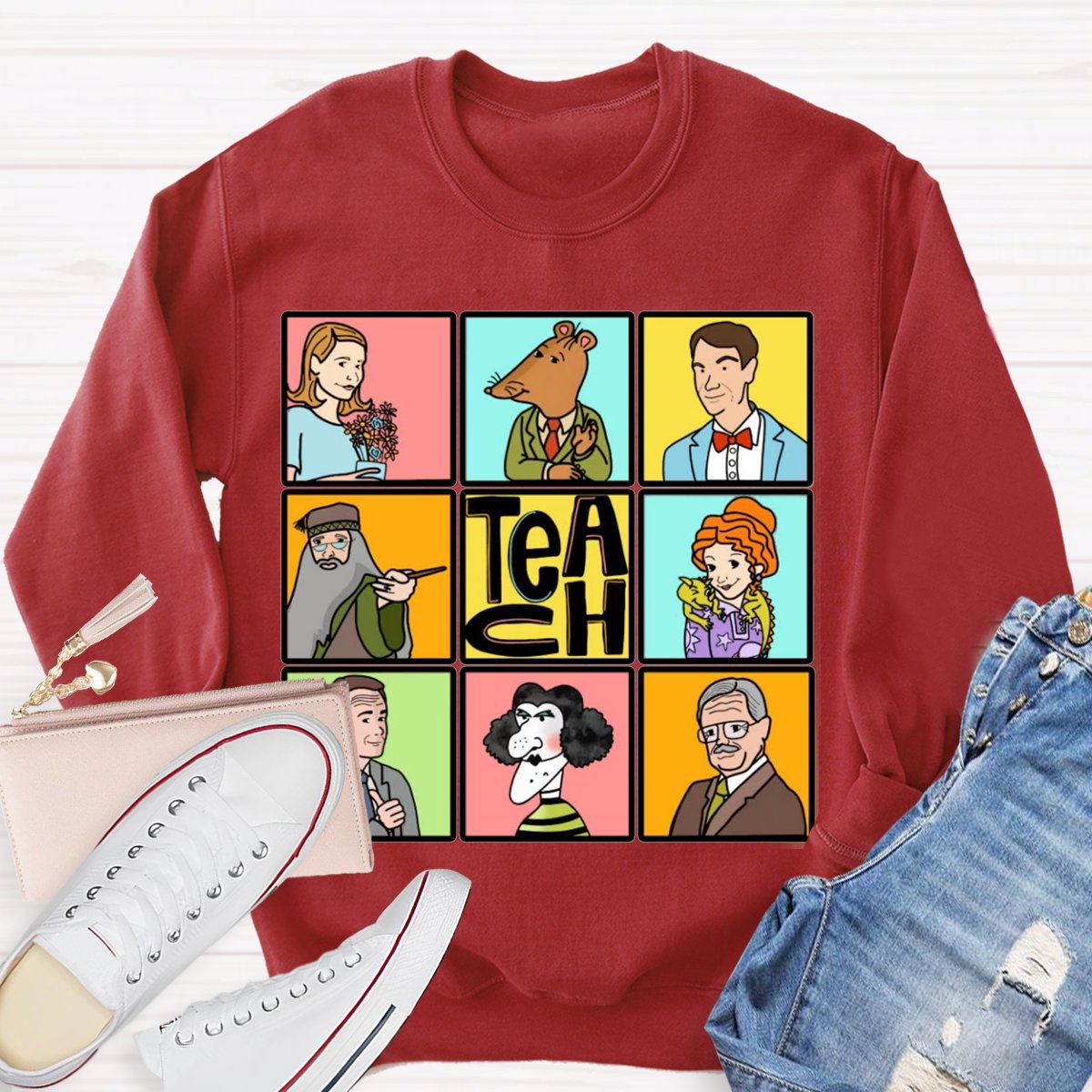 Book Characters Reading Teacher Sweatshirt