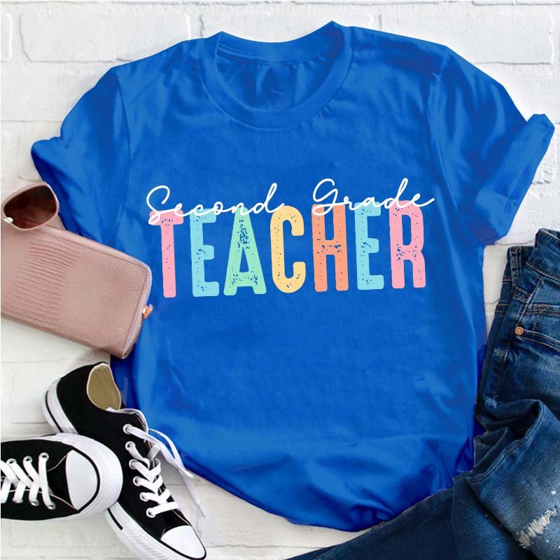 Personalized Colorful Grade Teacher T-Shirt